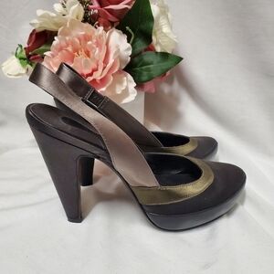 Ash slingback satin/leather heels size 39
